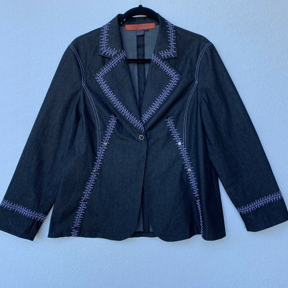 Devine Denim NY Women Coat / Jacket Size 16 Dark W‎